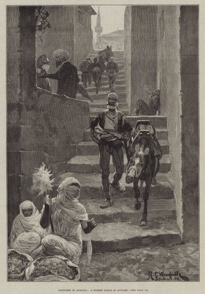 Sketches in Albania, a Street Scene in Scutari by Richard Caton Woodville junior